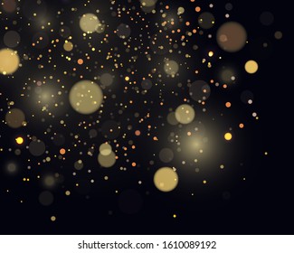 Light abstract glowing bokeh lights. Festive golden luminous background with colorful lights bokeh. Magic concept. Abstract background with bokeh effect. Vector festive illustration.
