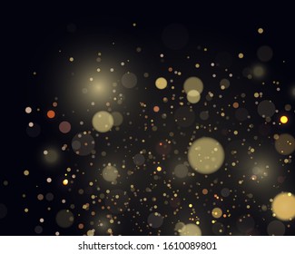 Light abstract glowing bokeh lights. Festive golden luminous background with colorful lights bokeh. Magic concept. Abstract background with bokeh effect. Vector festive illustration.
