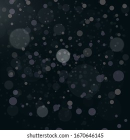 Light abstract glowing bokeh lights. Fantasy bokeh sparkle from light. Blur bokeh of light on black background. Magic concept. Vector Illustration.