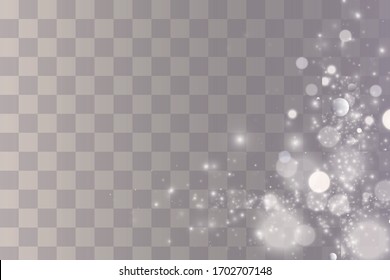 Light abstract glowing bokeh lights. Bokeh lights effect isolated on transparent background. Festive purple and golden luminous background. Christmas concept.