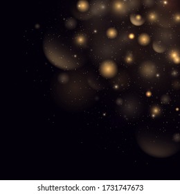 Light abstract glowing bokeh lights. Festive golden luminous background with colorful lights bokeh. Magic concept. Christmas concept. Vector illustration, EPS 10.