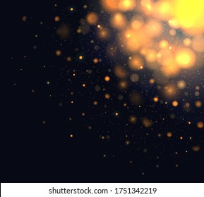 Light abstract glowing bokeh lights. Festive golden luminous background with colorful lights bokeh. Magic concept. Christmas concept. Vector illustration, EPS 10.