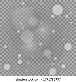 Light abstract glowing bokeh lights. Bokeh lights effect isolated on transparent background. Festive purple and golden luminous background. Christmas concept.