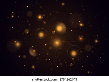 Light abstract glowing bokeh lights. Festive golden luminous background with colorful lights bokeh. Magic concept. Christmas concept. Abstract background with bokeh effect.