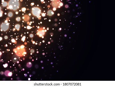 Light abstract glowing bokeh lights. Festive luminous background with colorful lights bokeh. Magic concept. Christmas concept. Vector illustration, EPS 10.