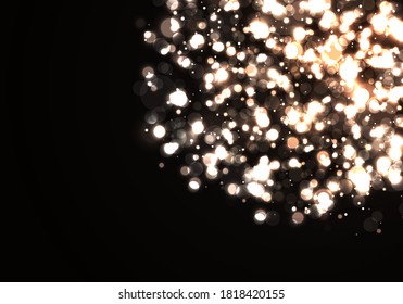 Light abstract glowing bokeh lights. Festive golden luminous background with colorful lights bokeh. Magic concept. Christmas concept. Abstract background with bokeh effect.