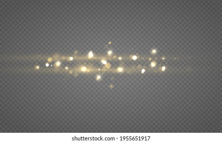Luces de bokeh abstractas y luminosas. Estrella brillante, partículas solares y chispas con efecto de lente sobre fondo transparente. Parpadeando mágicas partículas de polvo. concepto de Navidad. Ilustración vectorial.