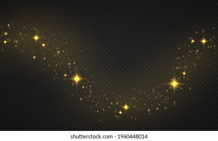 Helle abstrakte, leuchtende Bokeh-Lichter. Shining Stern, Sonnenpartikel und Funken mit Linsenfreude auf transparentem Hintergrund. funkelnde magische Staubpartikel. Weihnachtskonzept. Vektorgrafik.