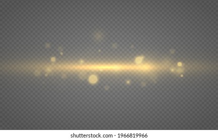Light abstract glowing bokeh lights. Shining star, sun particles and sparks with lens flare effect on transparent background. Sparkling magical dust particles. Christmas concept. Vector illustration.