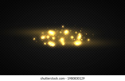 Luces de bokeh abstractas y luminosas. Estrella brillante, partículas solares y chispas con efecto de lente sobre fondo transparente. Parpadeando mágicas partículas de polvo. concepto de Navidad. Ilustración vectorial.