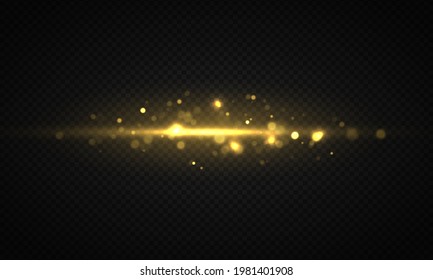 Light abstract glowing bokeh lights. Shining star, sun particles and sparks with lens flare effect on transparent background. Sparkling magical dust particles. Christmas concept. Vector illustration.