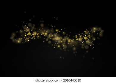 Luces de bokeh abstractas y luminosas. Estrella brillante, partículas solares y chispas con efecto de lente sobre el fondo negro. Parpadeando mágicas partículas de polvo. concepto de Navidad. Ilustración vectorial.