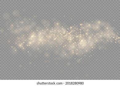 Light abstract glowing bokeh lights. Shining star, sun particles and sparks with lens flare effect on transparent background. Sparkling magical dust particles. Christmas concept. Vector illustration.