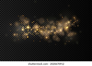 Helle abstrakte, leuchtende Bokeh-Lichter. Shining Stern, Sonnenpartikel und Funken mit Linsenfreude auf transparentem Hintergrund. funkelnde magische Staubpartikel. Weihnachtskonzept. Vektorgrafik.