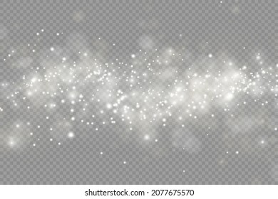 Luces de bokeh abstractas y luminosas. Estrella brillante, partículas solares y chispas con efecto de lente sobre fondo transparente. Parpadeando mágicas partículas de polvo. concepto de Navidad. Ilustración vectorial.