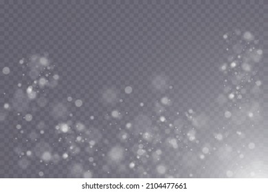 Light abstract glowing bokeh lights. Bokeh lights effect isolated on transparent background. Festive purple and golden luminous background. Christmas concept.