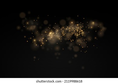 Luces de bokeh abstractas y luminosas. Estrella brillante, partículas solares y chispas con efecto de lente sobre el fondo negro. Parpadeando mágicas partículas de polvo. concepto de Navidad. Ilustración vectorial.