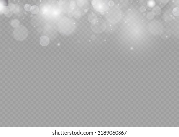 Luces de bokeh abstractas y luminosas. Efecto de bokeh ligero aislado en un fondo transparente. Fondo de Navidad de polvo brillante. La llamarada del concepto navideño chispa. Luz de polvo blanca png. 
