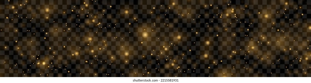 Light abstract glowing bokeh lights. Light bokeh effect isolated on transparent background. Festive golden glowing background. Christmas concept.