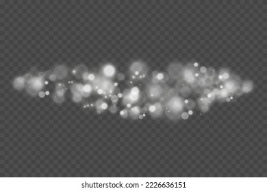Luces de bokeh abstractas y luminosas. Las luces de bokeh tienen efecto aislado sobre un fondo transparente. Fondo luminoso morado festivo y dorado. concepto de Navidad.