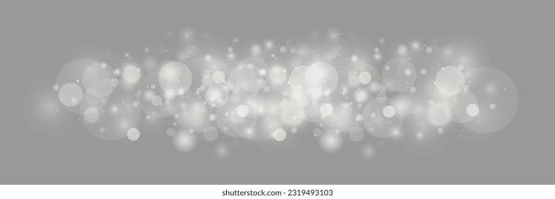 Light abstract glowing bokeh lights. Light bokeh effect isolated on transparent background. Christmas background from shining dust. Christmas concept flare sparkle. White png dust light.