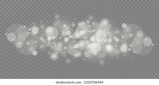 Luces de bokeh abstractas y luminosas. Efecto de bokeh ligero aislado en un fondo transparente. Fondo de Navidad de polvo brillante. La llamarada del concepto navideño chispa. Luz de polvo blanca png.