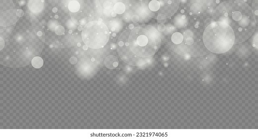 Luces de bokeh abstractas y luminosas. Efecto de bokeh ligero aislado en un fondo transparente. Fondo de Navidad de polvo brillante. La llamarada del concepto navideño chispa. Luz de polvo blanca png.