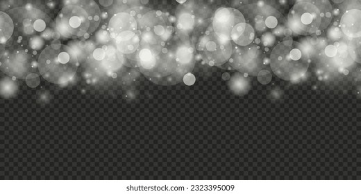 Luces de bokeh abstractas y luminosas. Efecto de bokeh ligero aislado en un fondo transparente. Fondo de Navidad de polvo brillante. La llamarada del concepto navideño chispa. Luz de polvo blanca png.