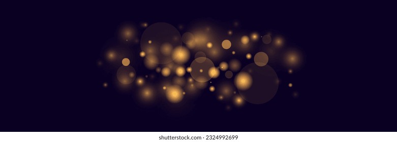 Light abstract glowing bokeh lights. Light bokeh effect isolated on transparent background. Christmas background from shining dust. Christmas concept flare sparkle. White png dust light.