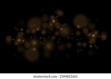 Light abstract glowing bokeh lights. Bokeh light effect on a black background. Festive golden glowing background.	

