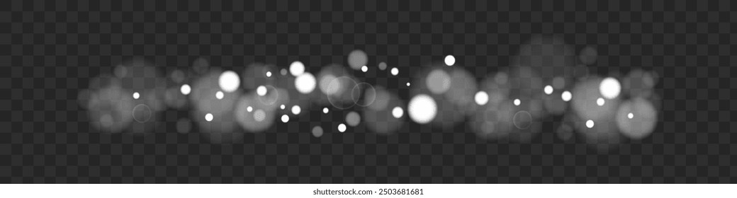 Luces bokeh brillantes abstractas ligeras. Efecto de luces Bokeh aislado sobre fondo transparente. Fondo luminoso púrpura y dorado festivo. Concepto de Navidad.