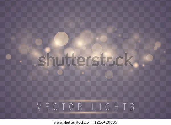Light abstract glowing\
bokeh lights. Bokeh lights effect isolated on transparent\
background. Festive purple and golden luminous background.\
Christmas concept.