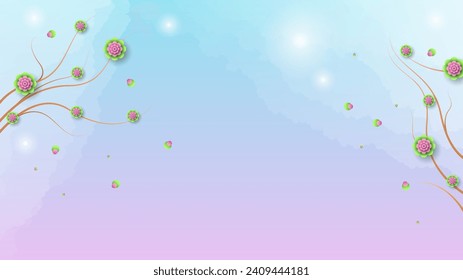 Light Abstract Nature Spring Summer Botanical Background Beautiful With Branches And Flowers Decoration Wallpaper Vector Design Style