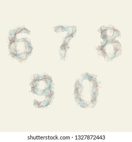 Light abstract network alphabet 67890