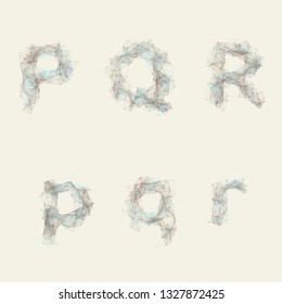 Light abstract network alphabet PQR