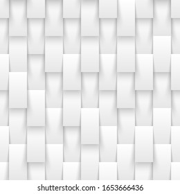 Light Abstract Seamless Pattern 3D Vector Rectangles Conceptual Sci-Fi Technology. White Repetitive Background. Science Tetragonal Structure Tileable Wallpaper. Tech Clear Subtle Textured Backdrop