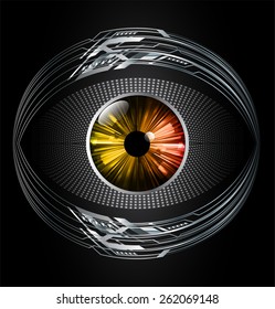 Light Abstract Technology background for computer graphic website internet and business. silver circuit background. text box. label. card. orange eye.