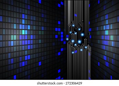 Light Abstract Technology background for computer graphic website internet and business. circuit. black blue background. text box. label. card. Mosaic, grid. pixels. table