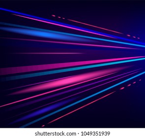 Fondo tecnológico abstracto ligero. Mueve luces azules y rojas en movimiento. Iluminación vectorial.