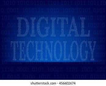 Light abstract technology binary code on dark blue color background,Vector illustration