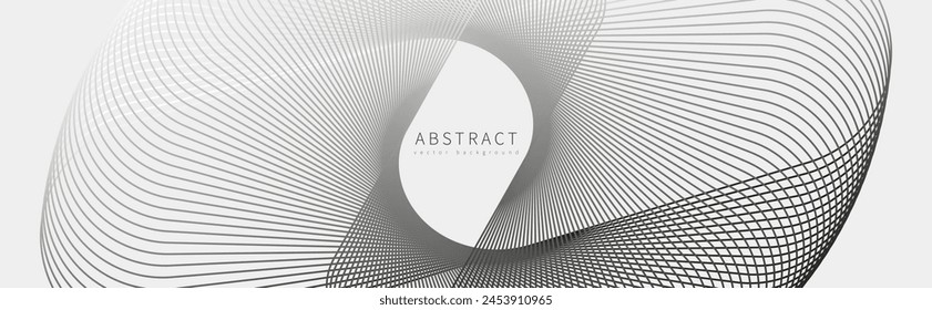 Fondo de Anuncio ancho abstracto claro con remolino inusual. Geometría mínima. Concepto futurista moderno. Movimiento, vórtice, velocidad, avance.