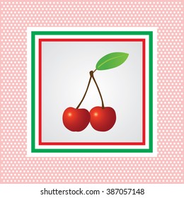 Light air napkin with two cherries. Vector illustration