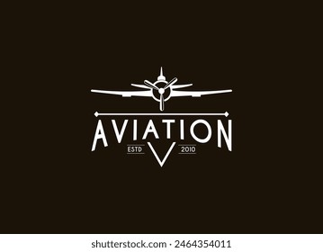 Light aircraft airline logo design rounded emblem mountain element