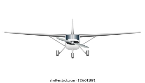 Light aircraft with propeller, 3d vector design