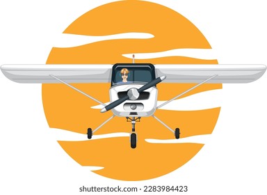 Light Aircraft with Sun Background illustration