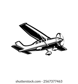 Light Aircraft Vector. Small Plane Propeller Vector Art Isolated