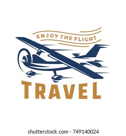 Light airplane related emblems, labels and design elements