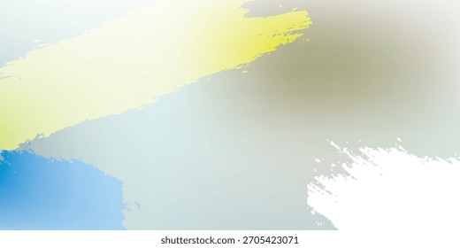 Un diseño abstracto ligero y aireado con acuarelas suaves y mezcladas en azul, amarillo y gris, acentuadas por salpicaduras de pintura blanca texturizada.