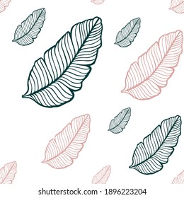 
A light, airy contour 
seamless pattern of flying feathers