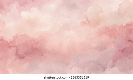 Light and airy watercolor clouds in soft hues create a calming and elegant backdrop.